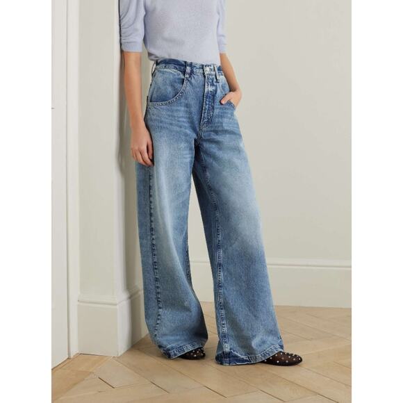 Frame Denim Skater High Rise Wide Leg Loose Fit Jeans in Light Blue Wash Size 23 - Picture 2 of 9